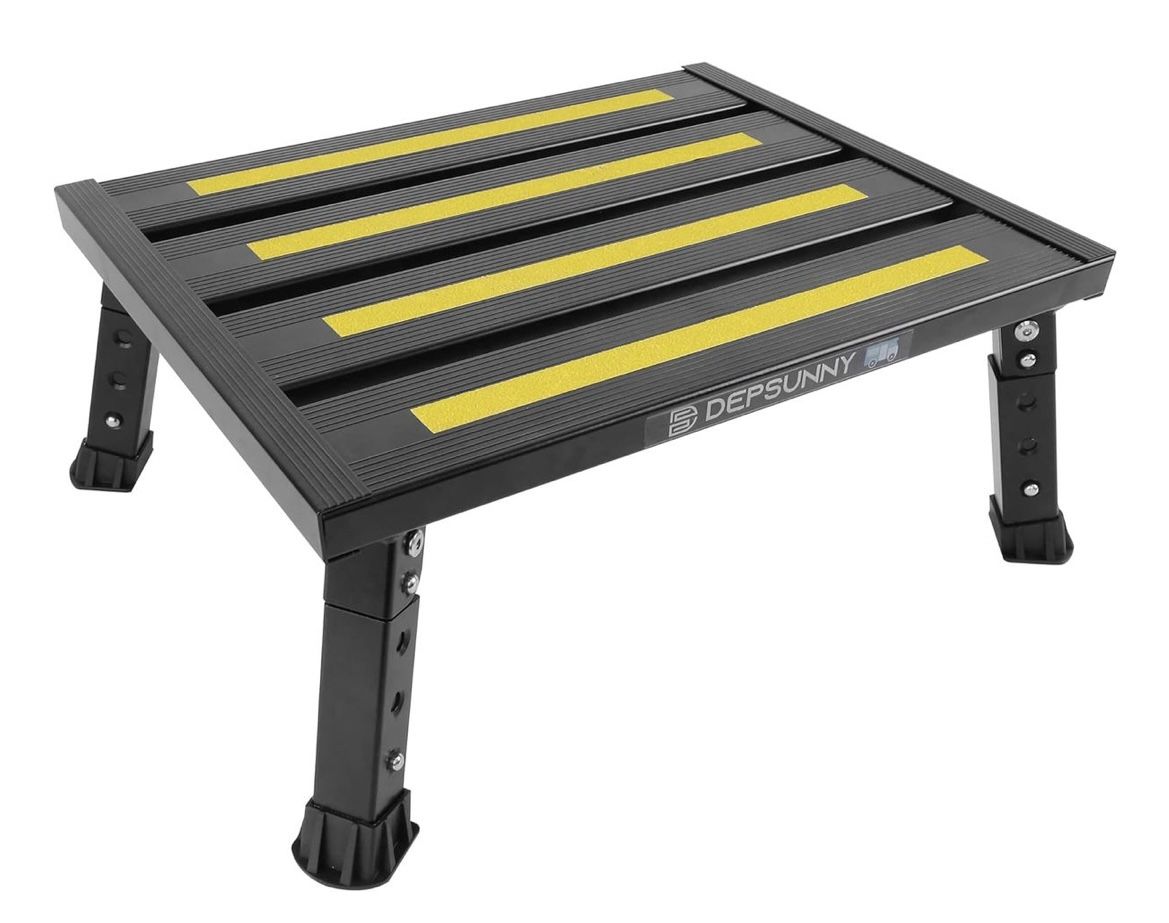 Adjustable Height Aluminum RV Step, Stable Foldable Platform Step Stool ...