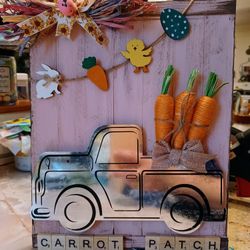 Cute Easter Truck Carrot Patch Sign,  1ft. X 10"
