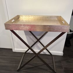 West Elm - Tall Butler Tray Stand with Lacquer Wood Tray for Sale