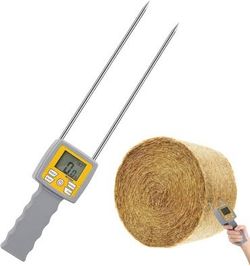 Hay Moisture Tester,Portable Dual Probe Hay Moisture Meter with Temperature & Humidity Compensation