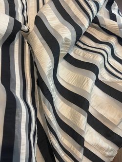 Sheer Striped Black, White And Silver Fabric