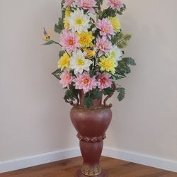 Floor Vase with Faux Floral Arrangement