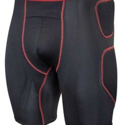 Brand New Rawlings ADULT Black Red Baseball Sliding Shorts With Cup Holder Adult Size Large
