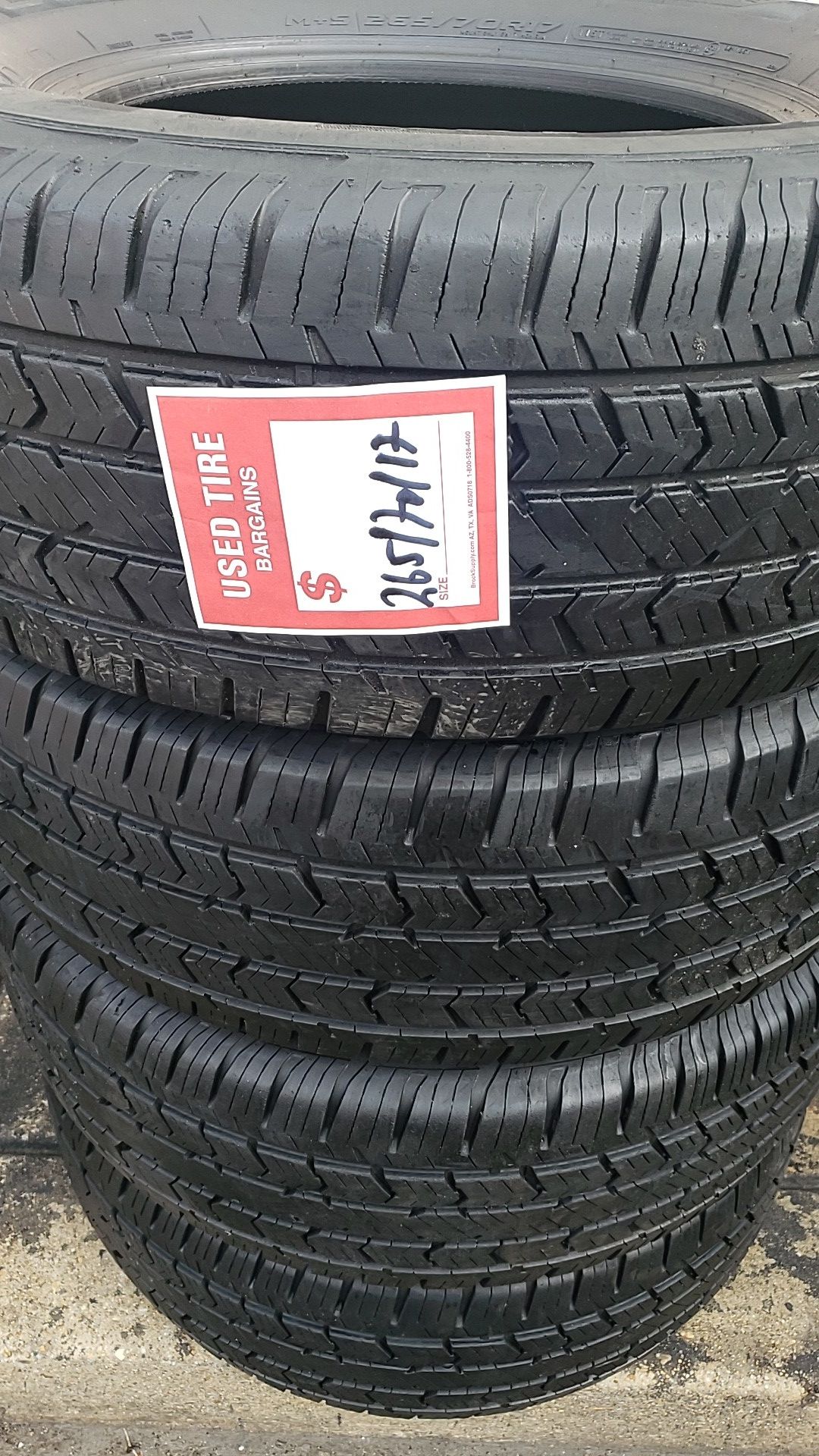 Four matching cooper tires for sale 265/70/17