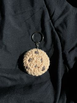 Chocolate Chip Cookie Crochet Keychain Charm