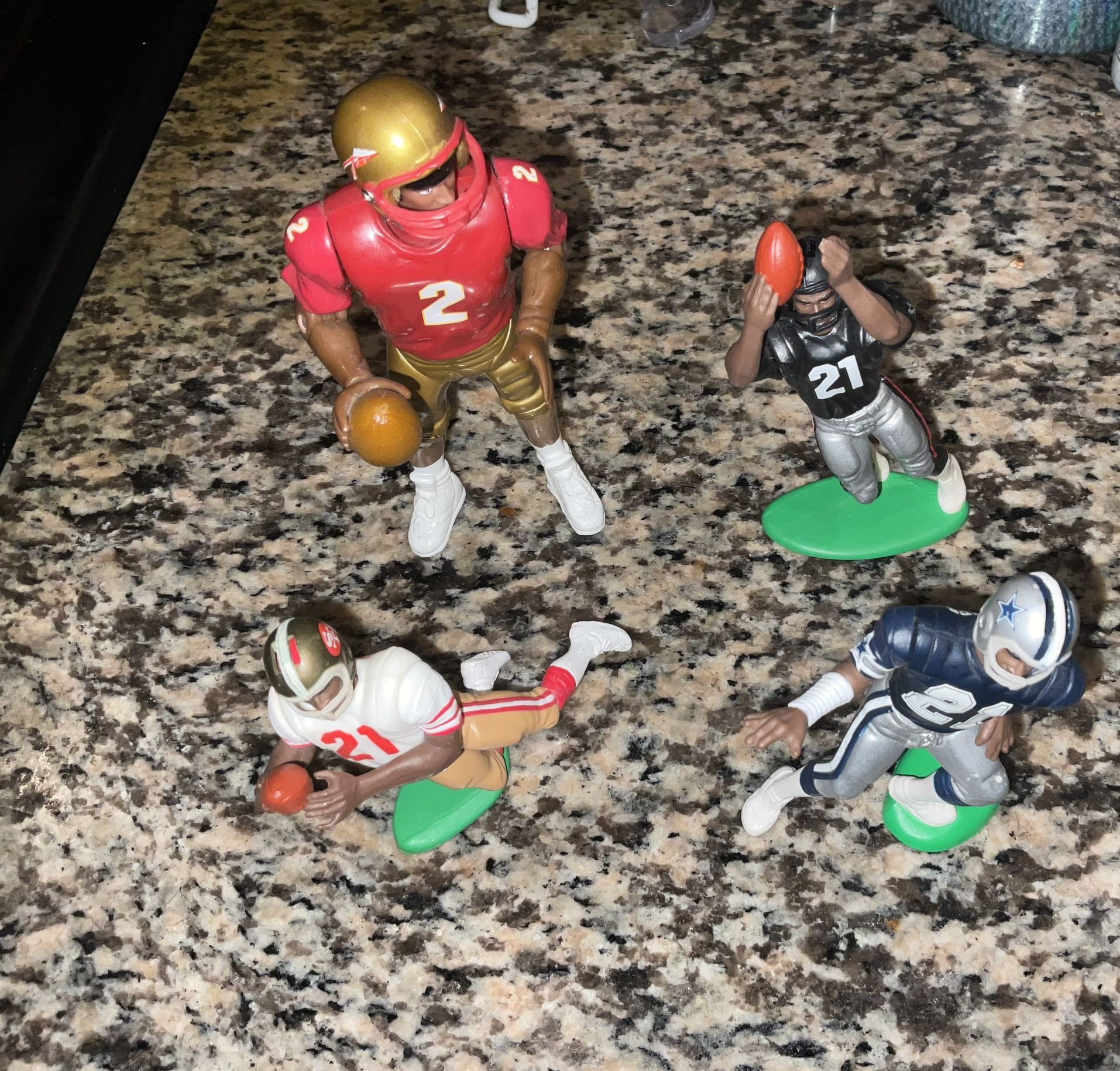 Deion Sanders Figures (4) Football Career Collection of 4 action figures Florida State ATL Falcons SF 49ers DAL Cowboys  RARE Prime Time Collectibles