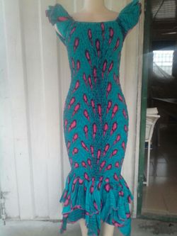 African print stretch dress - size 6 to 8