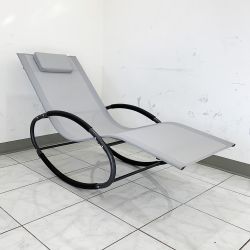 New in Box $45 Outdoor Rocking Zero Gravity Chair Patio Lounge Chair Recline Rocker for Backyard Pool w/ Pillow 