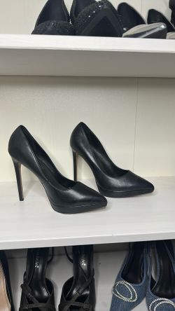 Leather Black Heels 