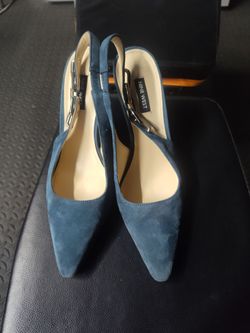 Nine West Blue Suede Slingback Heels