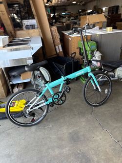 VIRIBUS 20" Adult Folding Bike, 7 Speeds, Urban Commuter Bike with Self-Locking Latch, Mint Color
