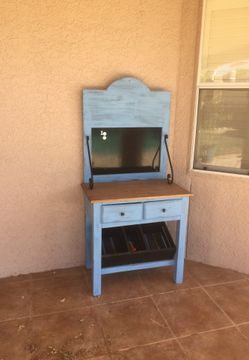 Restoration item used as gardening table