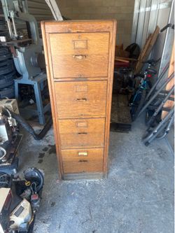 Raised panel oak file cabinet
