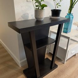 Black Standard Rectangle Particle Board Console Table with Shelves