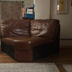 Corner Piece Brown Leather Couch