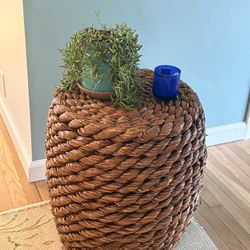 Natural Fiber Woven Ottoman