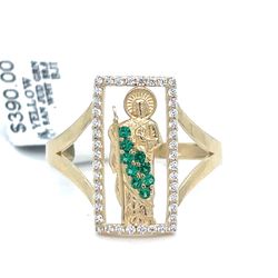 14Kt Yellow Gold CZ San Judas Ring 2.66g Size 8.5 200598
