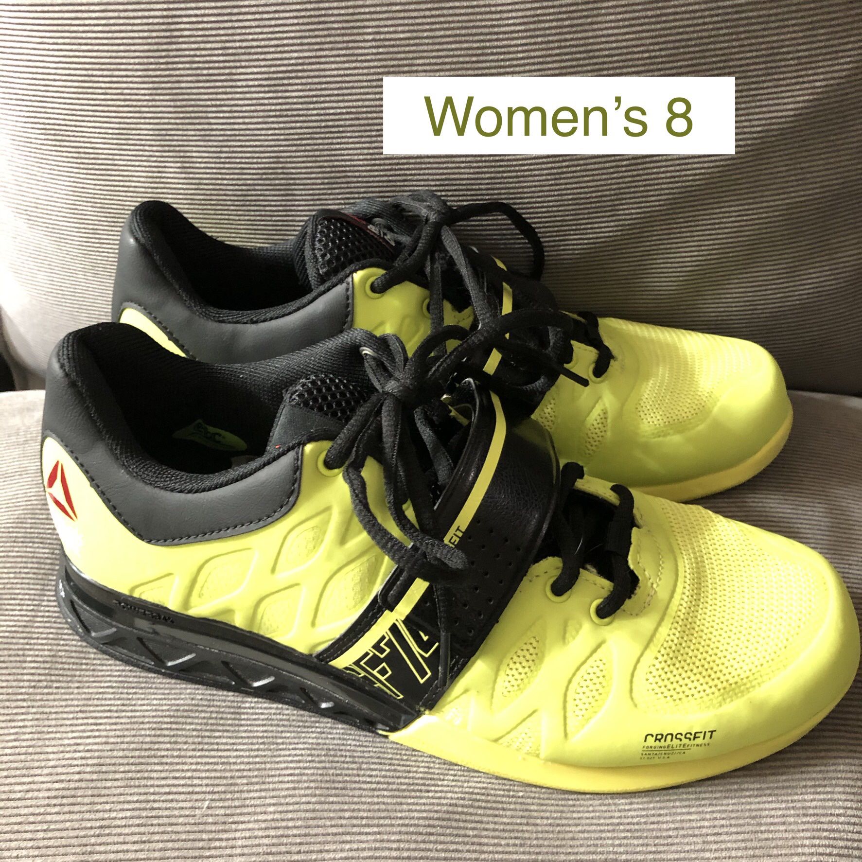New Women’s Size 8 Reebok CrossFit CF74 Powerbax Sneakers / Shoes, Neon Yellow and Black