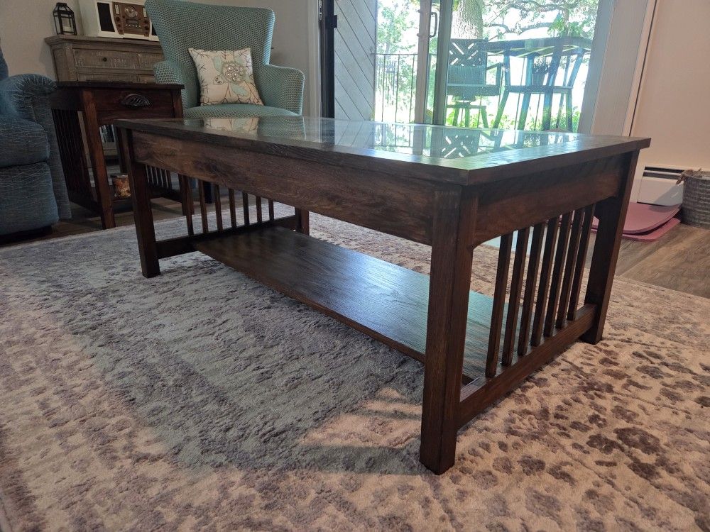 Hand Crafted Mission Style Oak Table Set