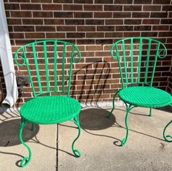 Two green chairs
