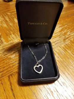 Tiffany 18k white gold open heart necklace