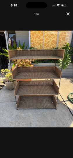Metal wicker shelf unit 30 wide 14 deep 42 tall