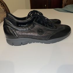 Mephisto Runoff Air Jet System Black Metallic Sneaker Shoes Women's US 7 New