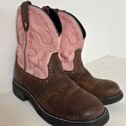 Justin Gypsy Pink Leather Western Cowboy Boots L9901 Women’s Size 8.5B  