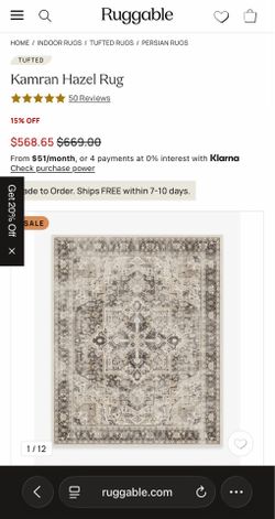 BNIB Ruggable 8x10 Tufted Area Rug - Kamran Hazel