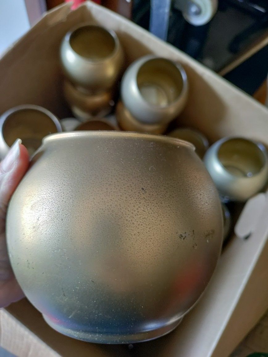 Libbey Glass Footed Bubble Ball Vase ( Lot of 19)