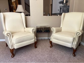 Leather Wing Back Recliners set of 2