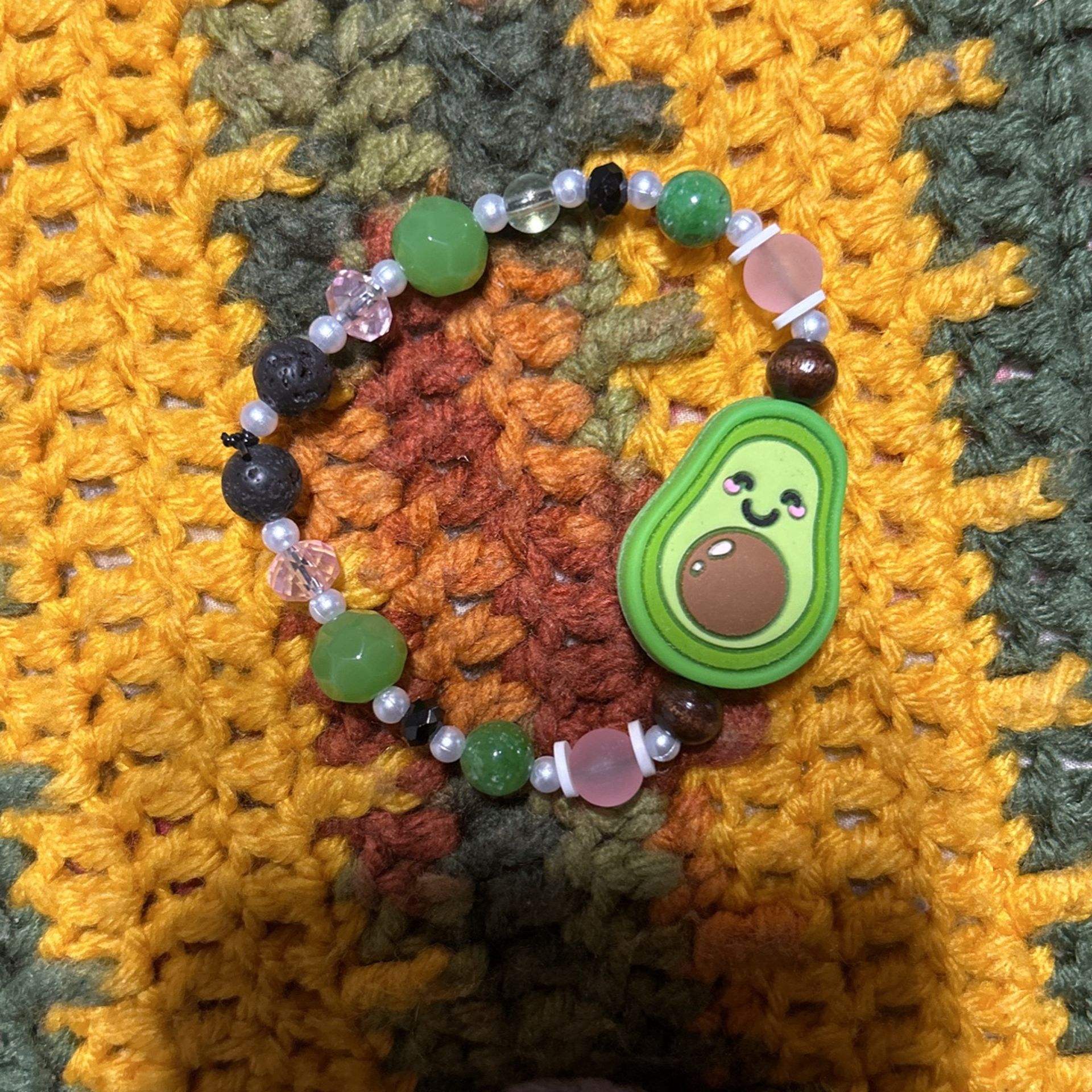 Avocado Beaded Charm Bracelet