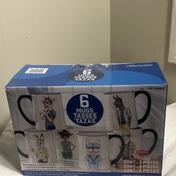 Signature 'Hipster' Animal Coffee Mugs Cups 6 Pc Set 17.5 oz - NEW IN BOX!