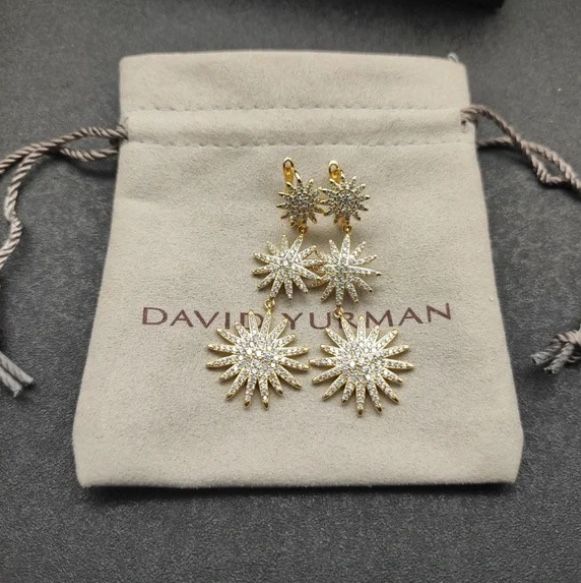 David Yurman Gold and Silver Sunburst Earrings