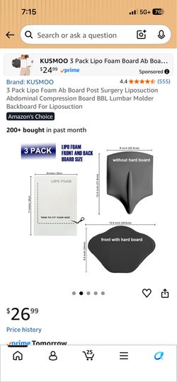 2 Pack Lipo Foam Ab Board Post Surgery Liposuction Abdominal Compression Board BBL Lumbar Molder Backboard For Liposuction