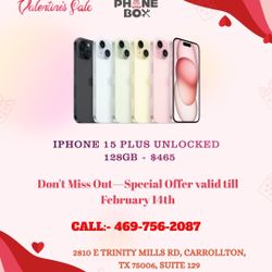 iPhone 15 Plus 128GB Desbloqueado disponible en la oferta especial de la semana de San Valentín.💕🥳 