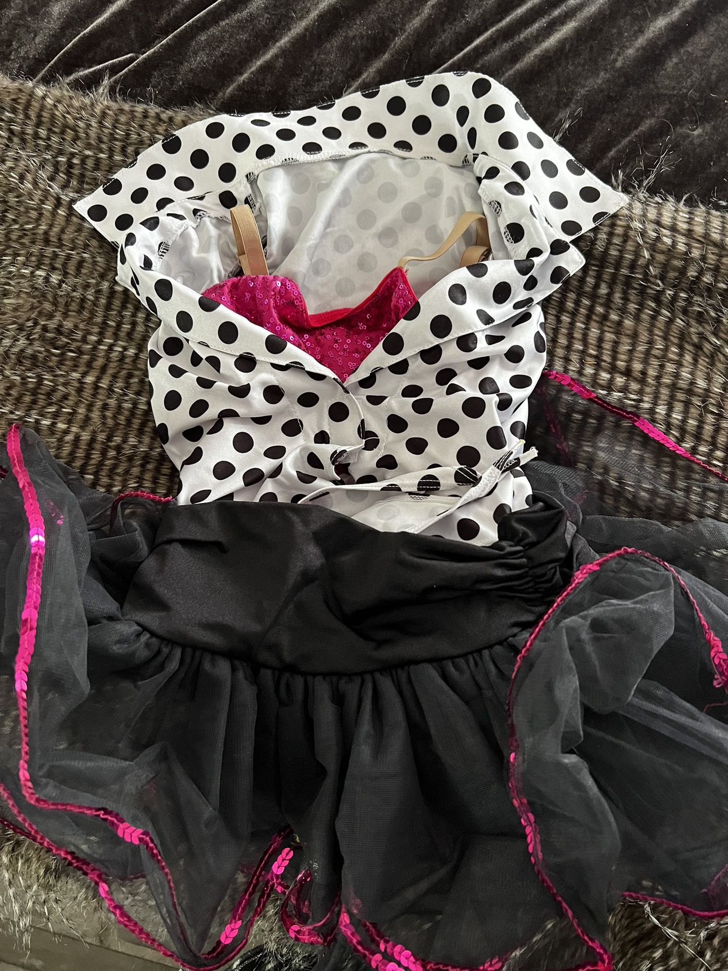 medium child kids dance dress black pink white sequin 