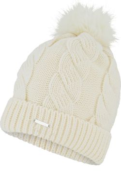 Spyder Women's Cable Knit Pom Pom Beanie with Ribbed Cuff