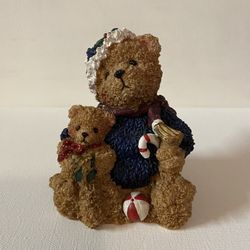 Christmas Teddy Bear With Candy Cane, Resin