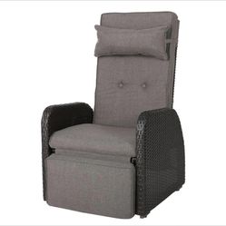 Noble House Ostia Brown Plastic Outdoor Recliner with Gray Cushion Price-190$ Condition-new-ready to pickup