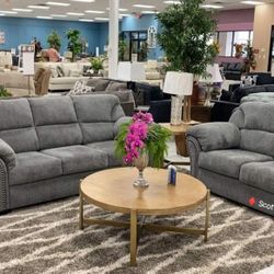 Brand New Allmaxx Pewter Living Room Set Sofa And Loveseat 