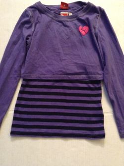 Girls 6X Purple & Black Long Sleeve Shirt