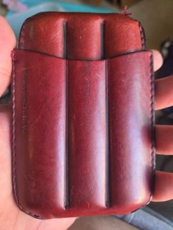 Romeo y Julieta Burgundy Leather 4-Cigar Pocket Case Holder Made in Italy