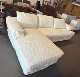 107" Sectional Couches for Living Room with L-Shape Couch Deep Seat Sectional Couch with Chaise,White/Black