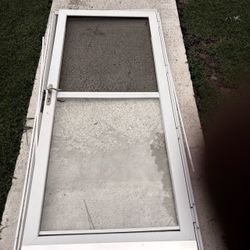 White Aluminum Storm Screen Door