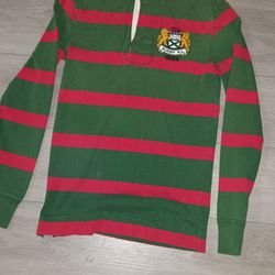 Polo Ralph Lauren Rugby Shirt Adult Small Green Red Striped Slim Fit 