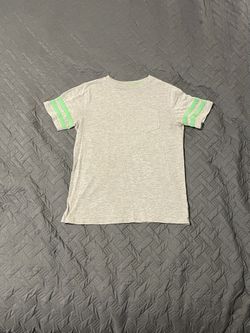 ZELOS Light Gray Tee with Green Stripes