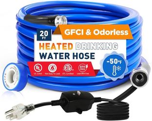 20FT(10-50FT) Heated Water Hose for Rv,-50°F-46°C Heated Hose with Leakage Protection,Heated Garden Hose for 5/8" Inner,Self-Regulating Hose Water Hea