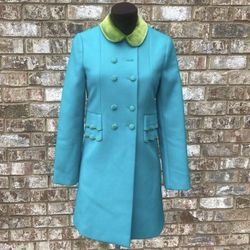 Like New GUCCI Classic Girls Wool Coat With Green Trim Size 12