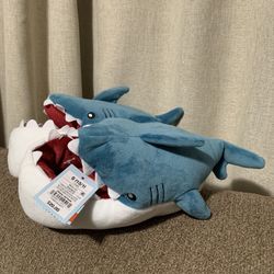 NEW Cat & Jack YOUTH Blue White Shark Slippers Size S